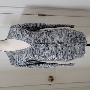 Gap Size M Gray White Black Marled Button Front Cardigan Sweater with Pockets